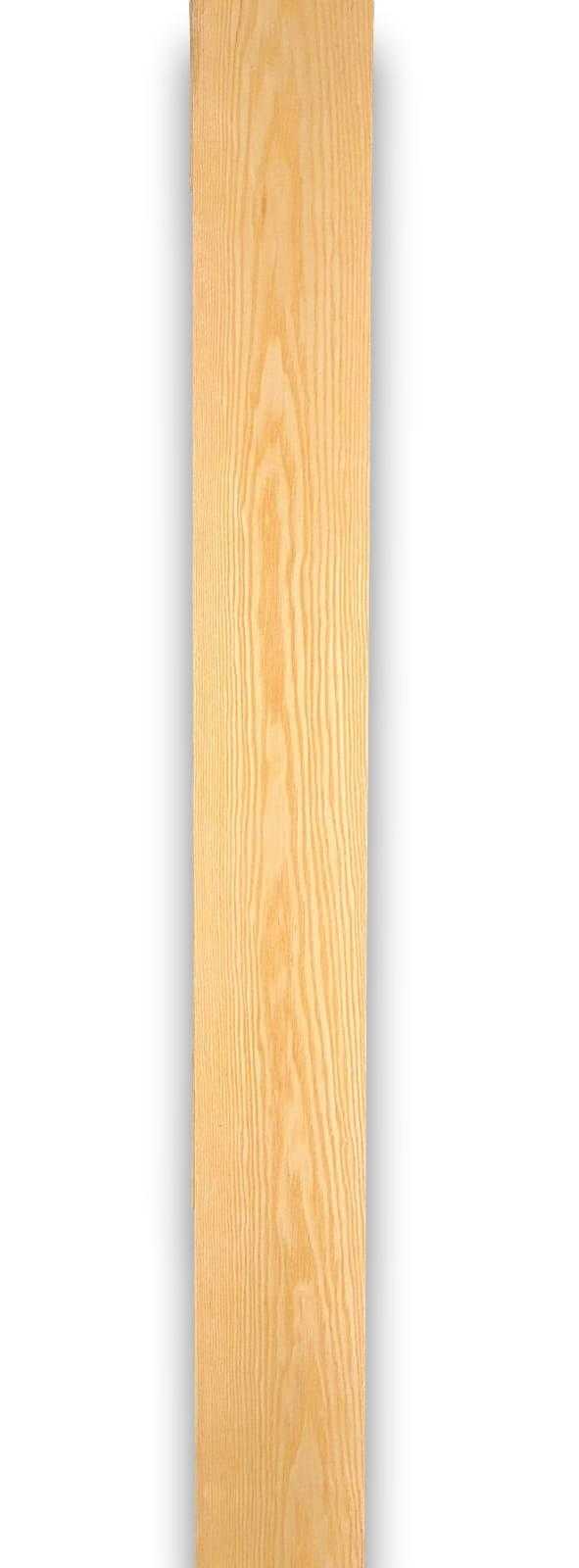 Langwerpig vel naturel essen houtfineer zonder backing, 130x16 cm, perfect voor het bekleden van panelen of meubels.