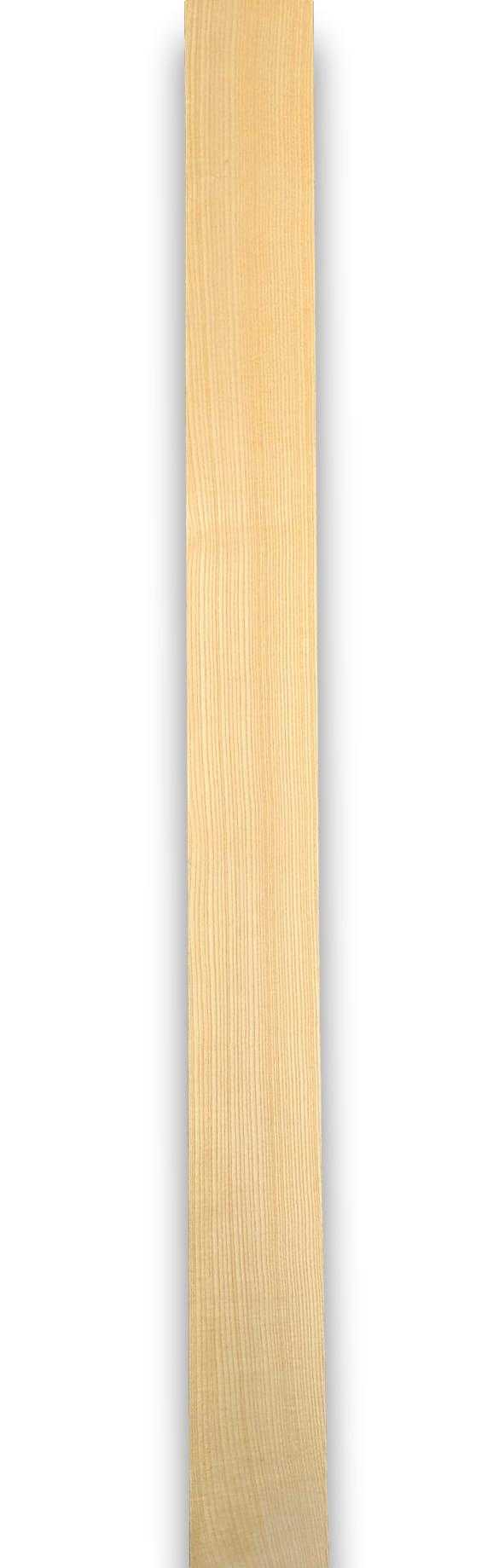 Lang, smal vel naturel essen houtfineer zonder backing, 205 x 13 cm. Perfect voor creatieve toepassingen en houtbewerking.