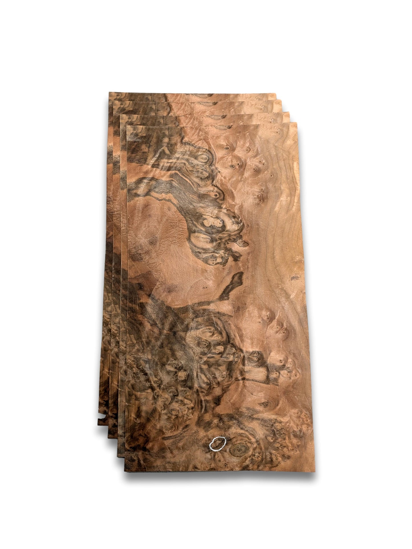 Placage de ronce de noyer | 4 feuilles | 47 x 23 cm